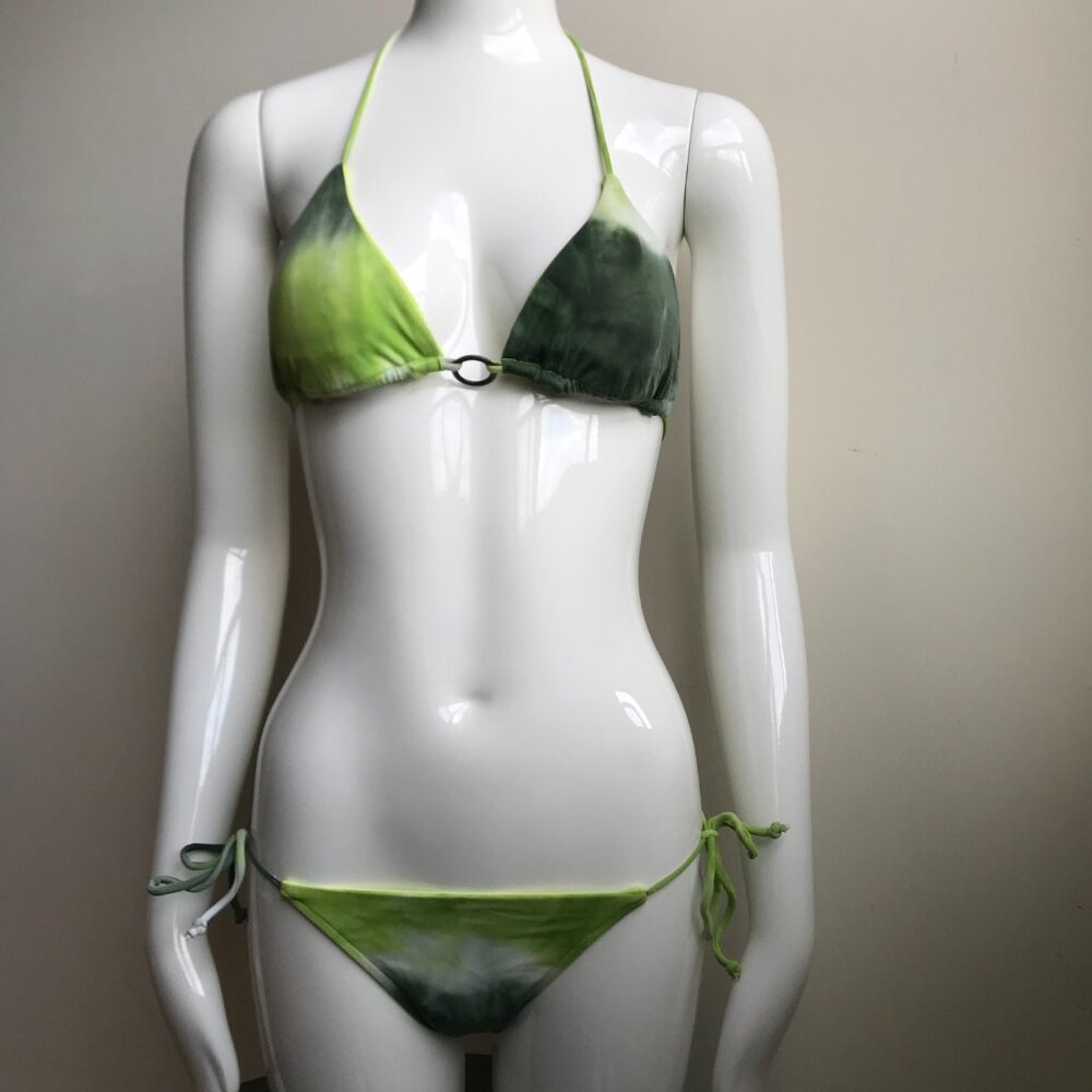 Billabong surf reversible green tie dye bikini set